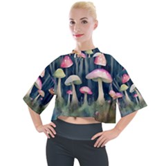 Mushroom Fungus Mock Neck Tee