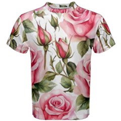 Flower Rose Pink Men s Cotton Tee by Ravend