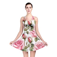 Flower Rose Pink Reversible Skater Dress by Ravend