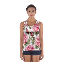 Flower Rose Pink Sport Tank Top 