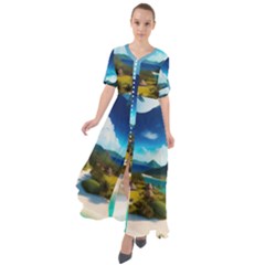 Beach Island Nature Waist Tie Boho Maxi Dress