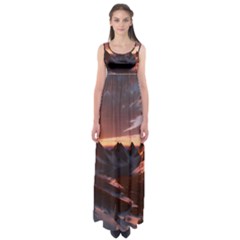 Landscape Mountains Nature Empire Waist Maxi Dress