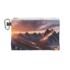 Landscape Mountains Nature Canvas Cosmetic Bag (medium)