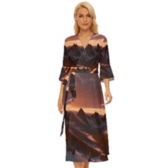 Landscape Mountains Nature Midsummer Wrap Dress