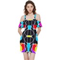 Mazipoodles Neuro Art - Rainbow 1A Shoulder Frill Bodycon Summer Dress View3