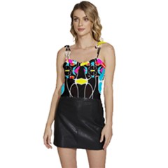 Mazipoodles Neuro Art - Rainbow 1a Flowy Camisole Tie Up Top by Mazipoodles