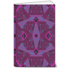 Mazipoodles Origami Chintz - Magenta Blue Fuchsia Black 8  X 10  Softcover Notebook by Mazipoodles