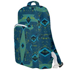 Mazipoodles Origami Chintz A - Navy Lime Blue Black Double Compartment Backpack