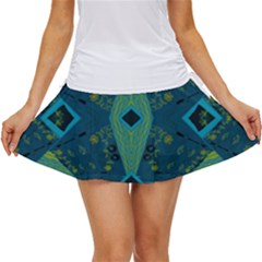 Mazipoodles Origami Chintz A - Navy Lime Blue Black Women s Skort by Mazipoodles