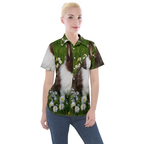 Rabbit Women s Short Sleeve Pocket Shirt by artworkshop