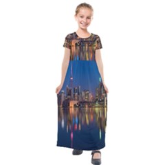 Seaside River Kids  Short Sleeve Maxi Dress