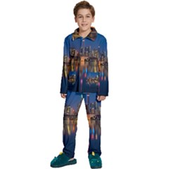 Seaside River Kids  Long Sleeve Velvet Pajamas Set by artworkshop