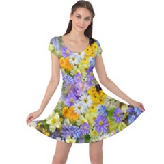 Spring Flowers Cap Sleeve Dress by artworkshop