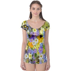 Spring Flowers Boyleg Leotard 