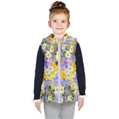 Spring Flowers Kids  Hooded Puffer Vest by artworkshop