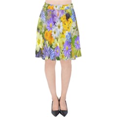 Spring Flowers Velvet High Waist Skirt by artworkshop