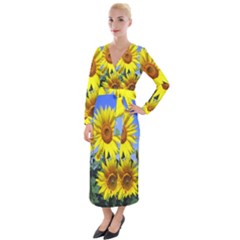 Sunflower Gift Velvet Maxi Wrap Dress by artworkshop