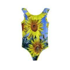 Sunflower Gift Kids  Frill Swimsuit by artworkshop