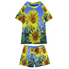 Sunflower Gift Kids  Swim Tee And Shorts Set by artworkshop