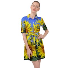 Sunflower Gift Belted Shirt Dress by artworkshop