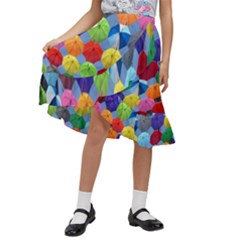 Umbrella Kids  Ruffle Flared Wrap Midi Skirt