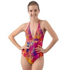 Various Colors Halter Cut-out One Piece Swimsuit