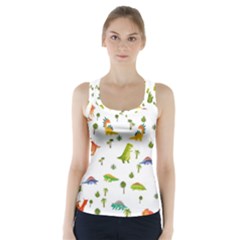 Vector Baby Dino Seamless Pattern Racer Back Sports Top by Grandong