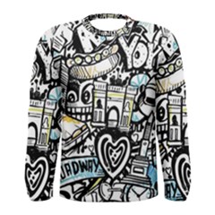 New York City Nyc Broadway Doodle Art Men s Long Sleeve Tee by Grandong