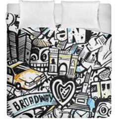 New York City Nyc Broadway Doodle Art Duvet Cover Double Side (king Size) by Grandong