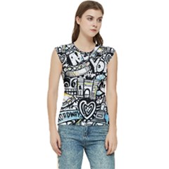 New York City Nyc Broadway Doodle Art Women s Raglan Cap Sleeve Tee by Grandong