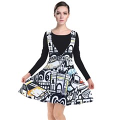 New York City Nyc Broadway Doodle Art Plunge Pinafore Dress by Grandong