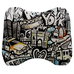 New York City Nyc Broadway Doodle Art Velour Head Support Cushion by Grandong