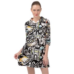 New York City Nyc Broadway Doodle Art Mini Skater Shirt Dress by Grandong