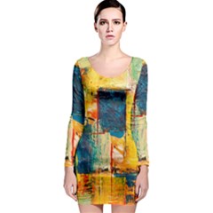 Wall Art Long Sleeve Bodycon Dress by artworkshop