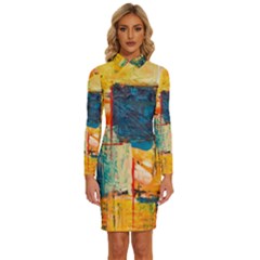 Wall Art Long Sleeve Shirt Collar Bodycon Dress by artworkshop