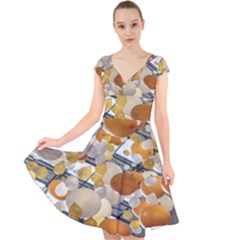 Wallpapper Cap Sleeve Front Wrap Midi Dress by artworkshop