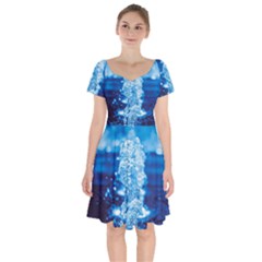 Water Blue Wallpaper Short Sleeve Bardot Dress by artworkshop