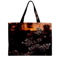 White Flower Zipper Mini Tote Bag by artworkshop