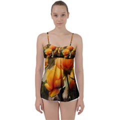 Yellow Butterfly Flower Babydoll Tankini Top by artworkshop