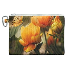Yellow Butterfly Flower Canvas Cosmetic Bag (xl) by artworkshop