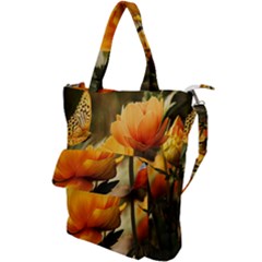 Yellow Butterfly Flower Shoulder Tote Bag by artworkshop