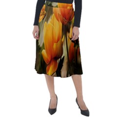 Yellow Butterfly Flower Classic Velour Midi Skirt  by artworkshop