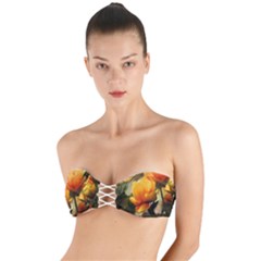 Yellow Butterfly Flower Twist Bandeau Bikini Top by artworkshop