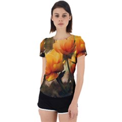 Yellow Butterfly Flower Back Cut Out Sport Tee by artworkshop