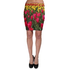 Yellow Pink Red Flowers Bodycon Skirt