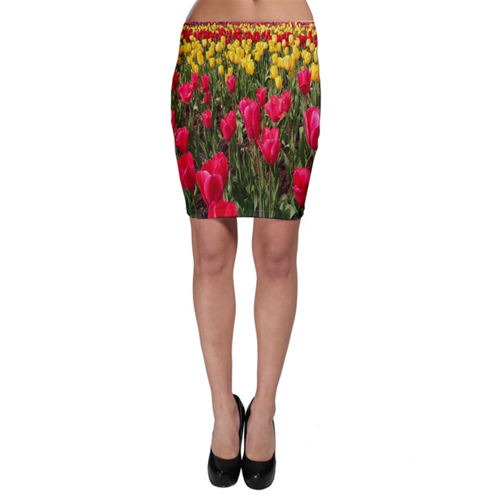 Yellow Pink Red Flowers Bodycon Skirt