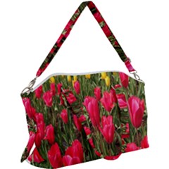 Yellow Pink Red Flowers Canvas Crossbody Bag by artworkshop