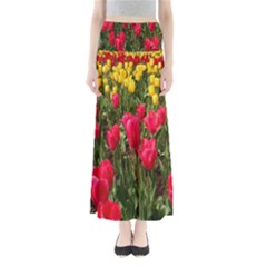 Yellow Pink Red Flowers Full Length Maxi Skirt by artworkshop
