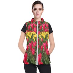 Yellow Pink Red Flowers Women s Puffer Vest by artworkshop