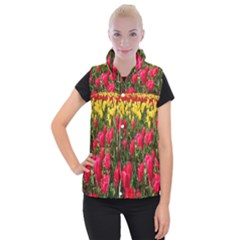 Yellow Pink Red Flowers Women s Button Up Vest by artworkshop